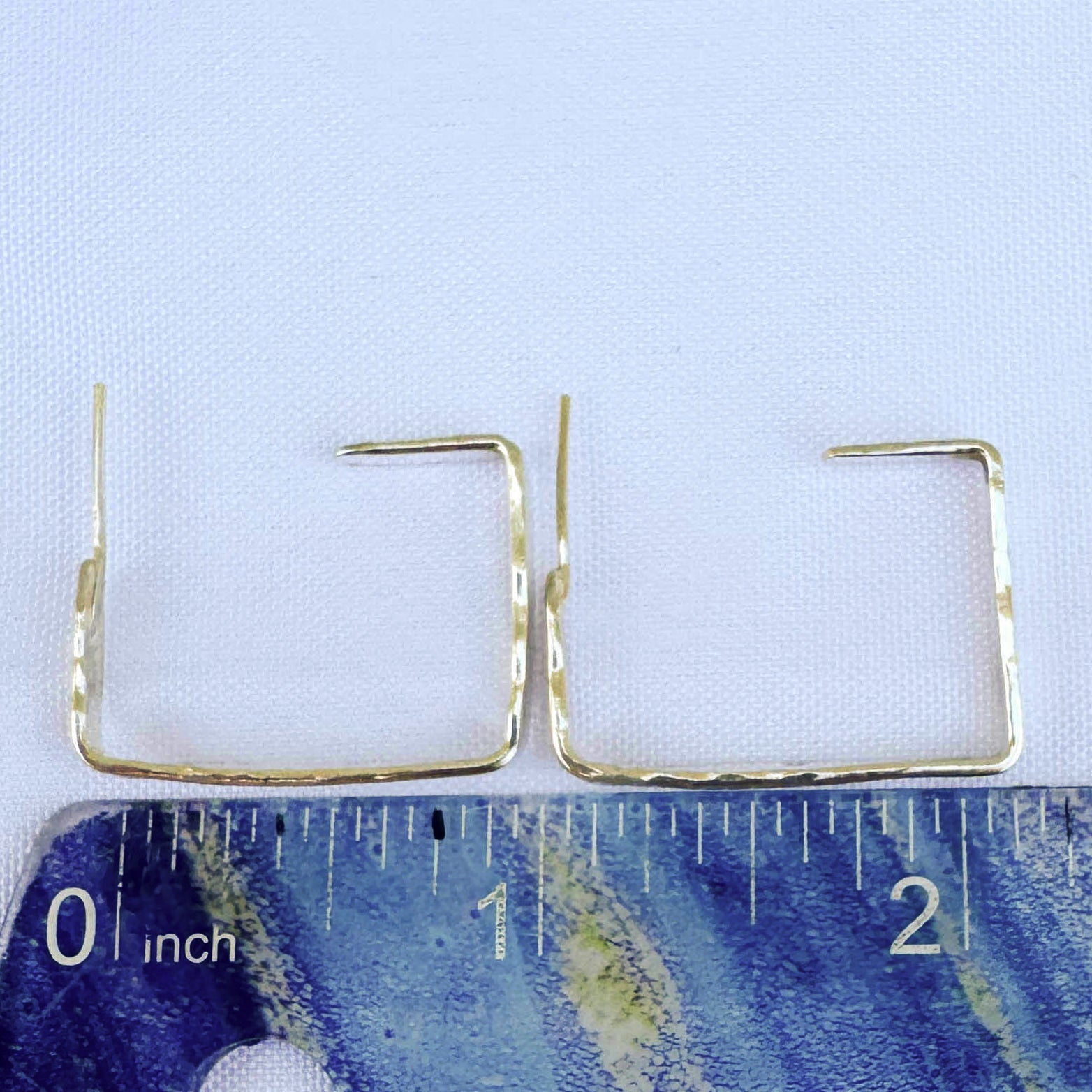 Gold - Filled Flat Hammered Rectangle Hoop - Peerless Charm