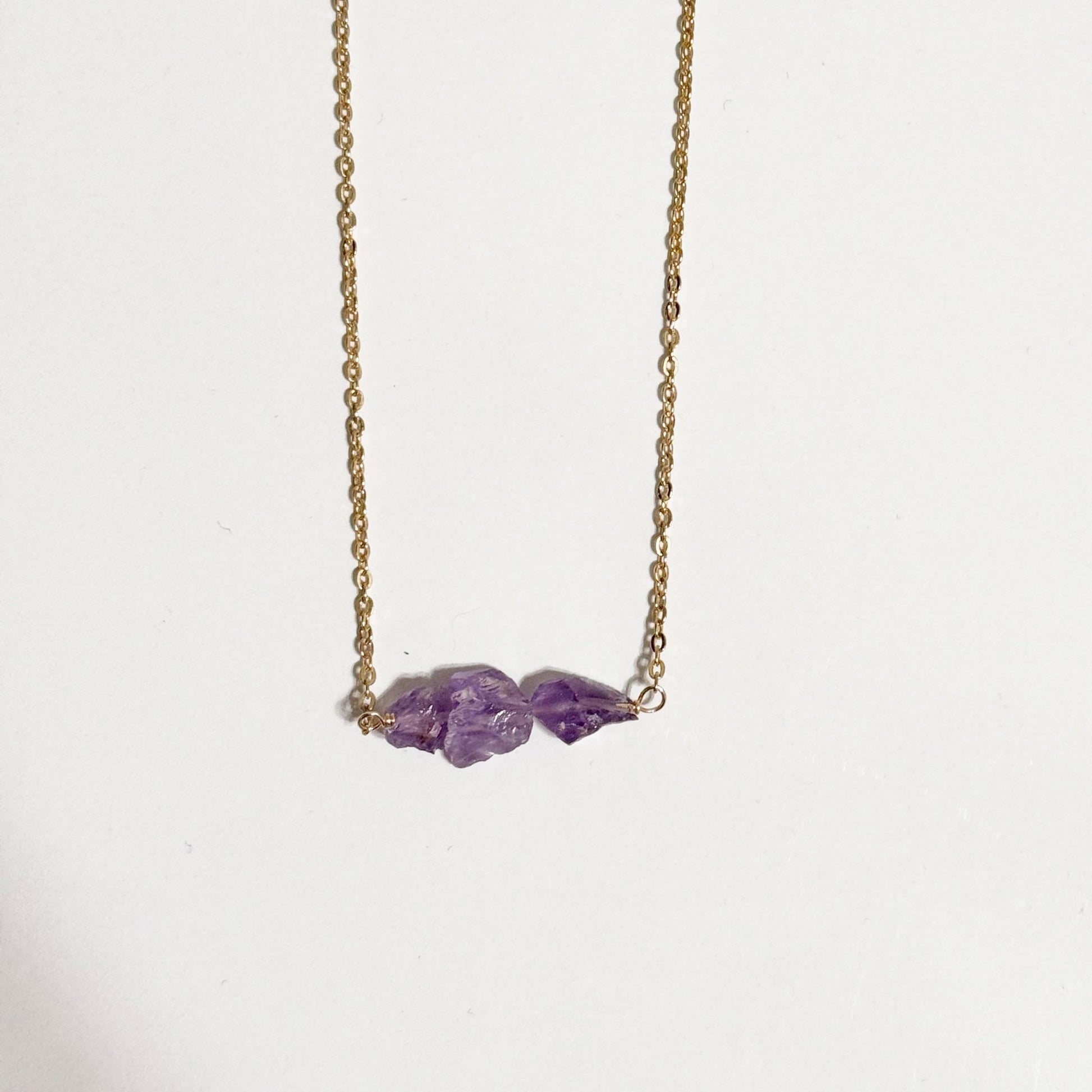 Raw Amethyst Dainty Bead Necklace - Peerless Charm