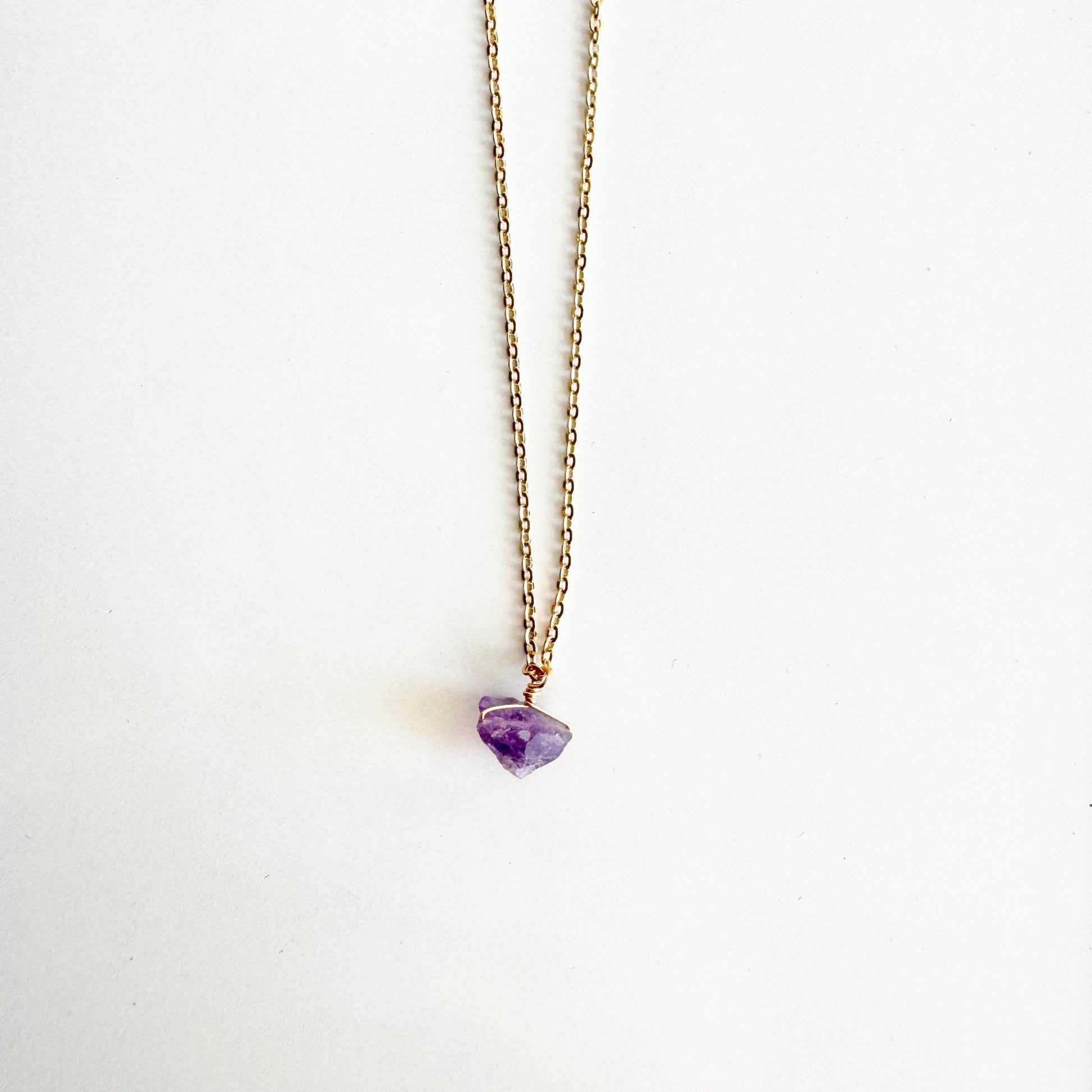 Raw Amethyst Drop Necklace - Peerless Charm