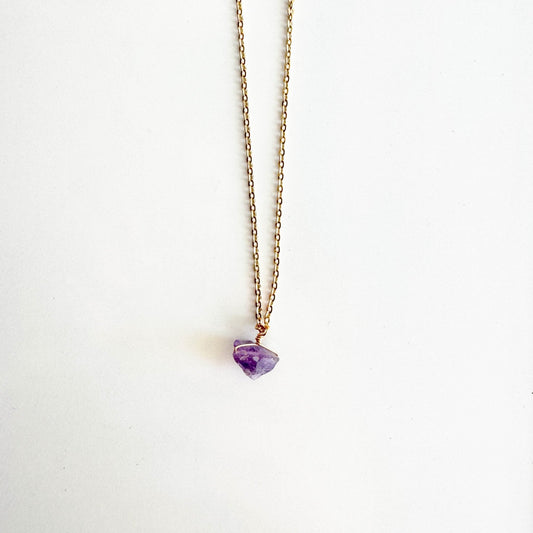 Raw Amethyst Drop Necklace - Peerless Charm