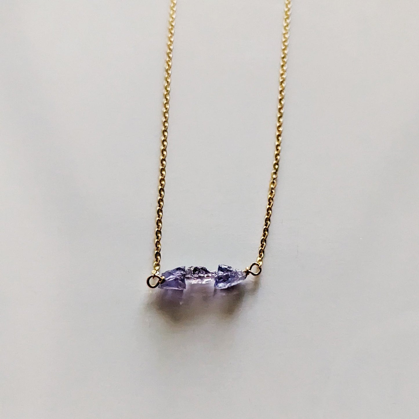 Raw Iolite Dainty Bead Necklace - Peerless Charm