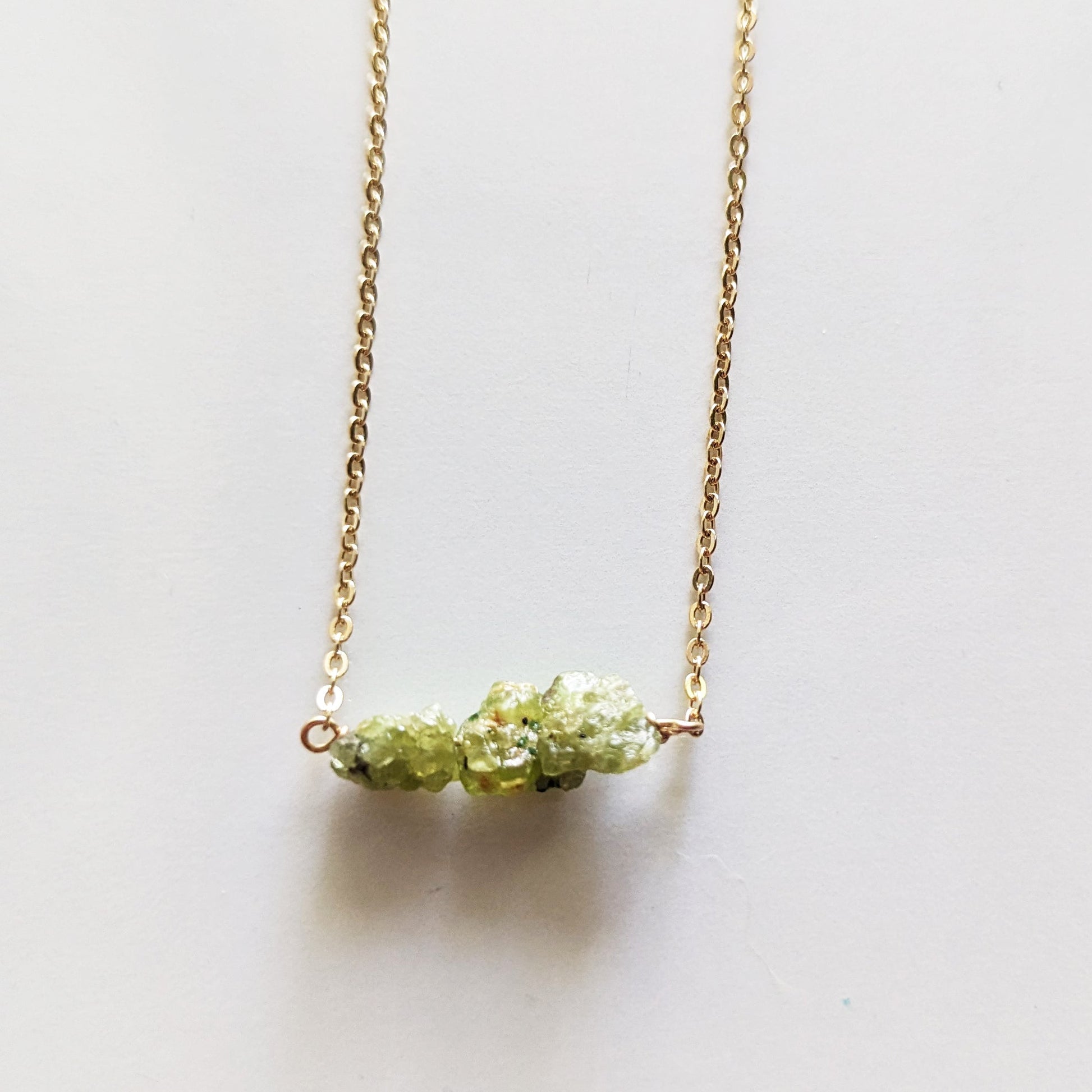 Raw Peridot Dainty Bead Necklace - Peerless Charm