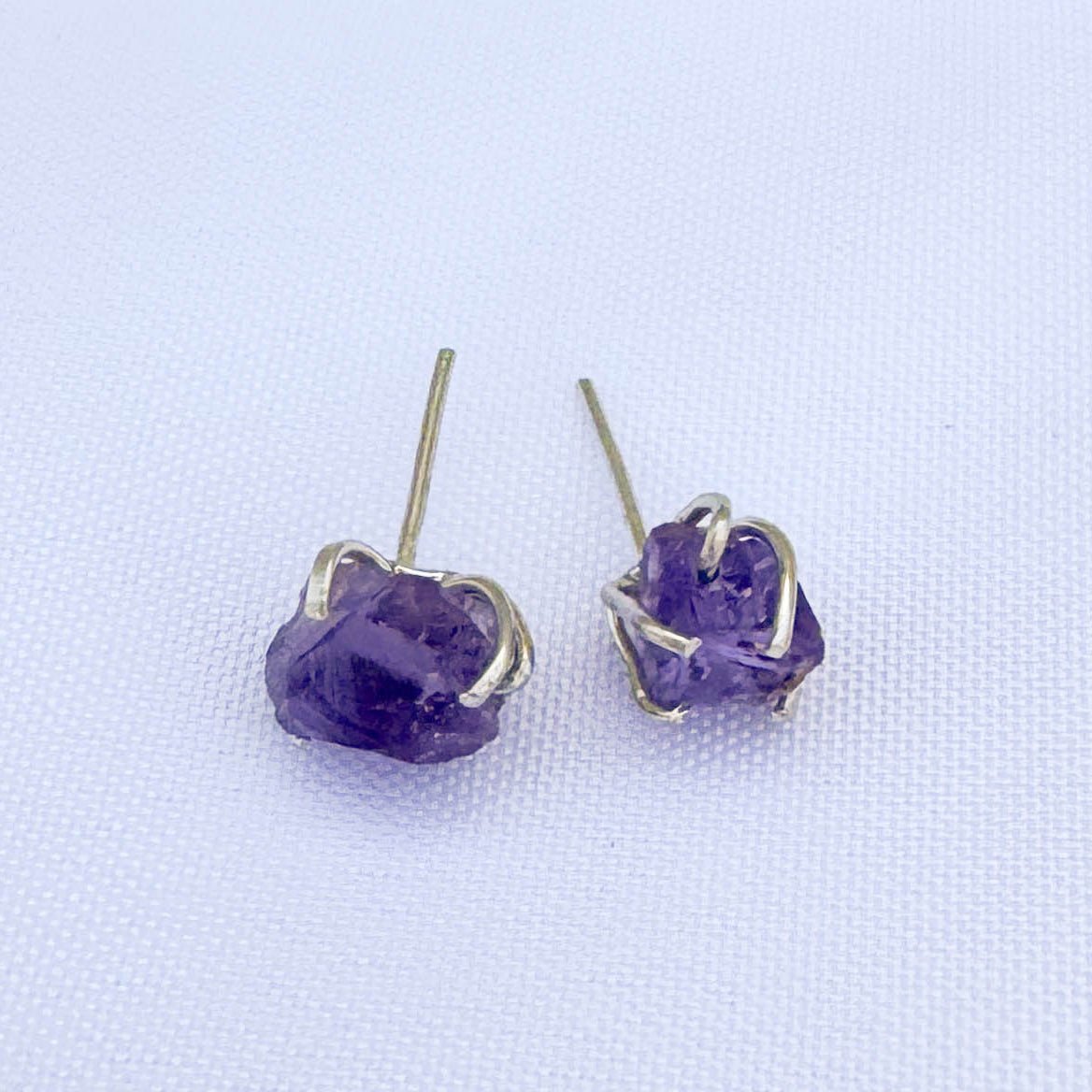 Sterling Silver Amethyst Natural Cut Studs - Peerless Charm