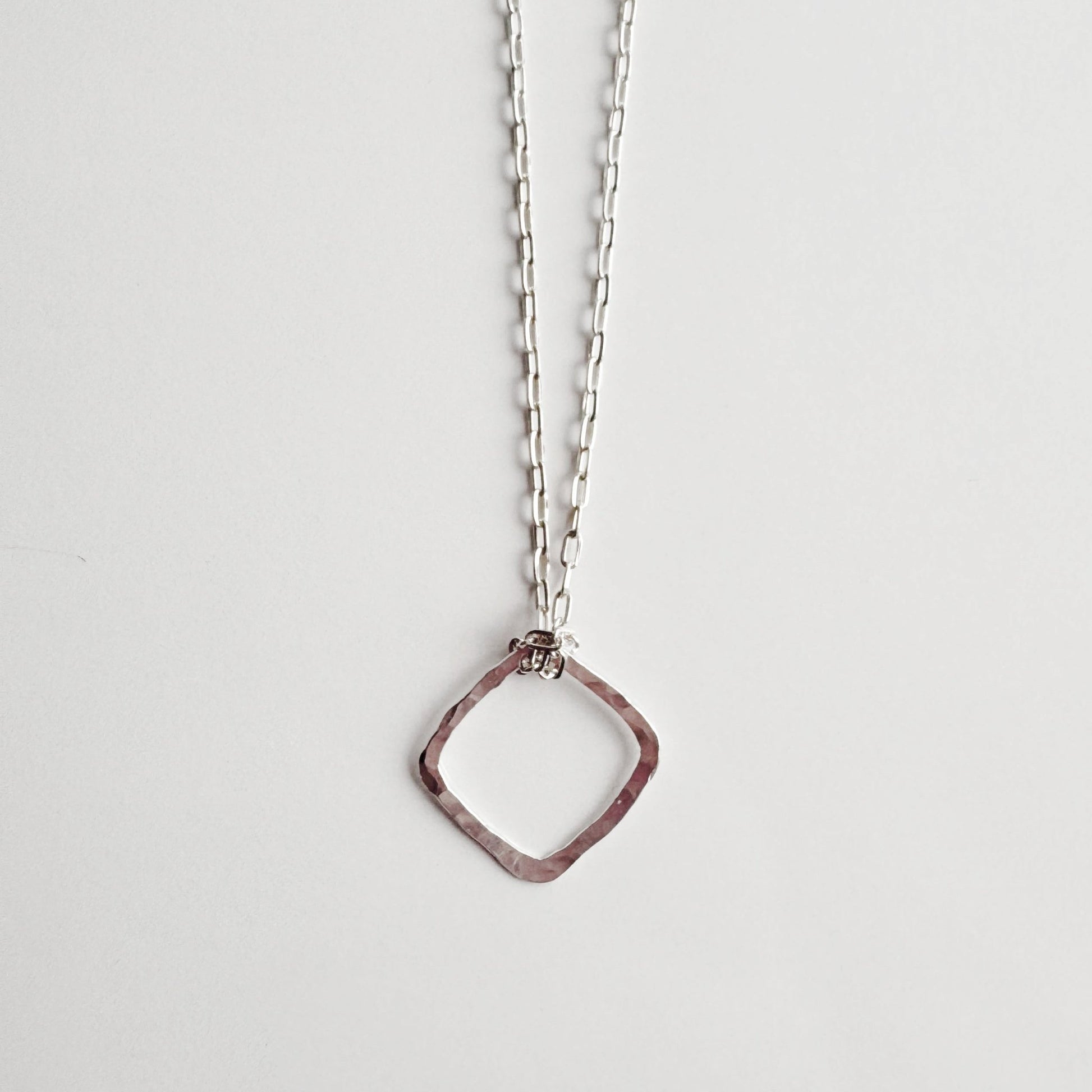 Sterling Silver Dainty Organic Square Necklace - Peerless Charm