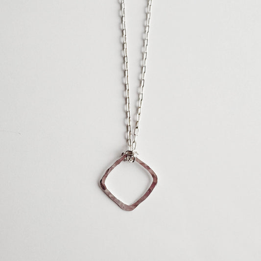 Sterling Silver Dainty Organic Square Necklace - Peerless Charm