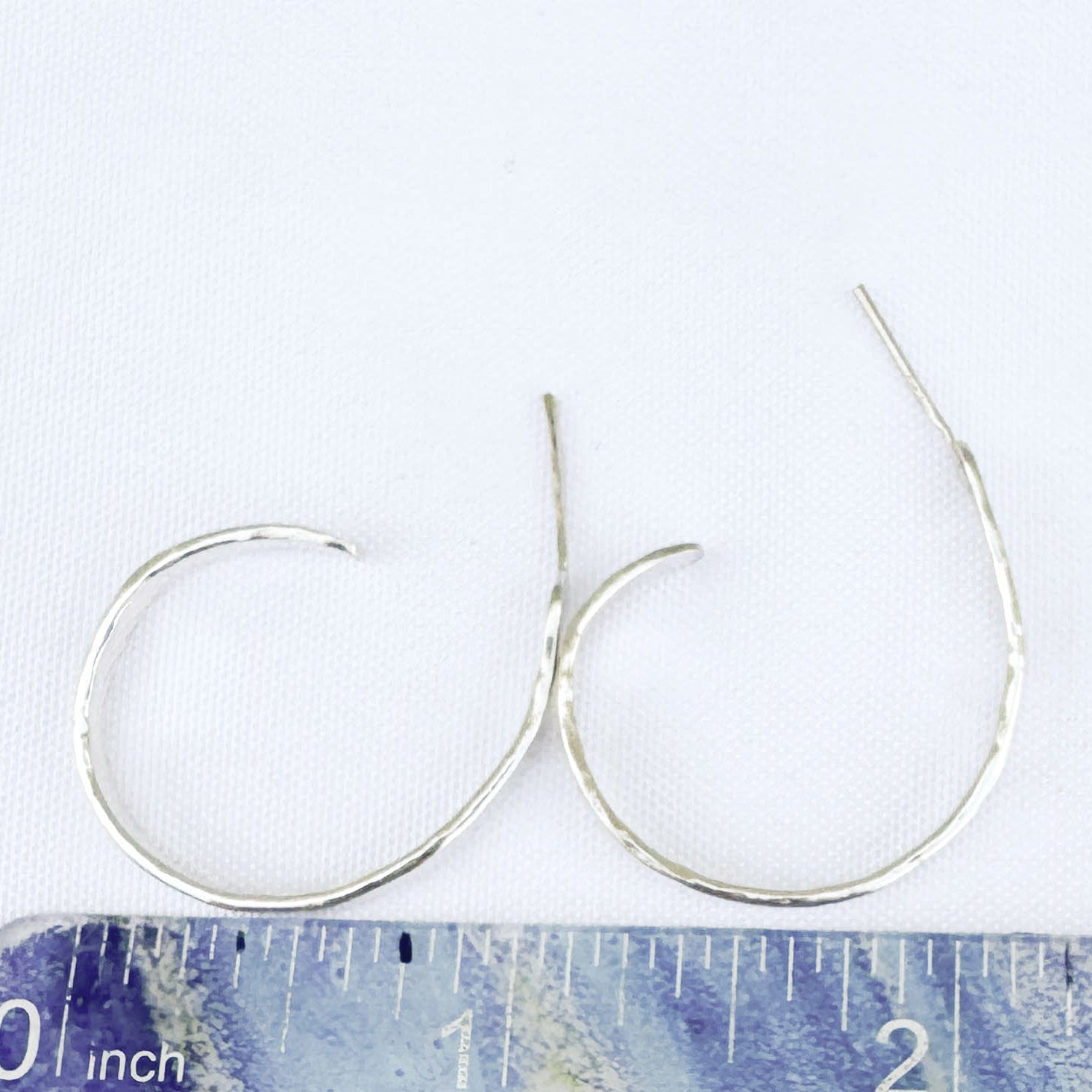 Sterling Silver Flat Hammered Hoop - Peerless Charm
