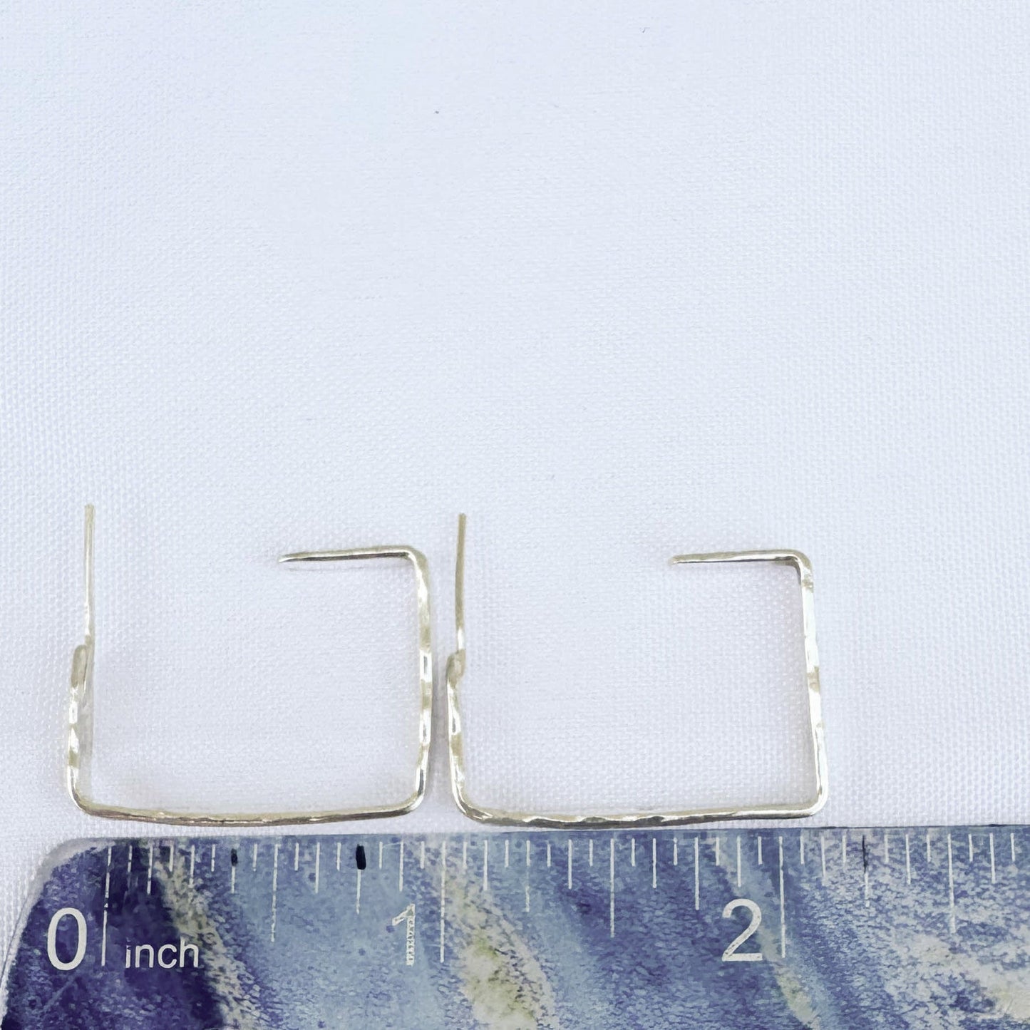 Sterling Silver Flat Hammered Rectangle Hoop - Peerless Charm