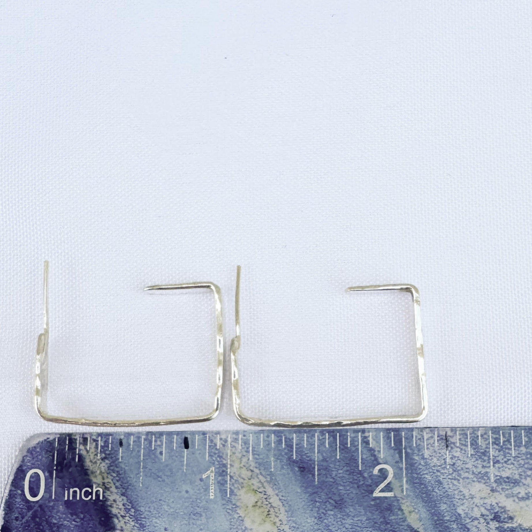 Sterling Silver Flat Hammered Rectangle Hoop - Peerless Charm