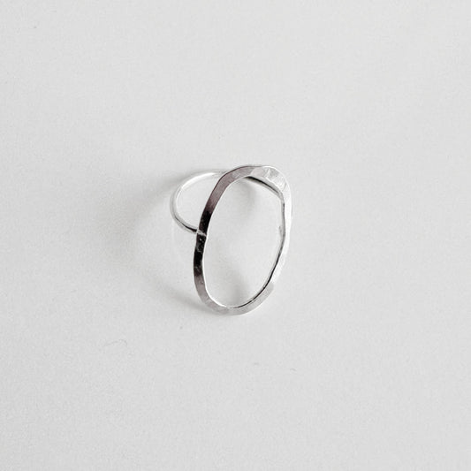 Sterling Silver Geometric Oval Ring - Peerless Charm