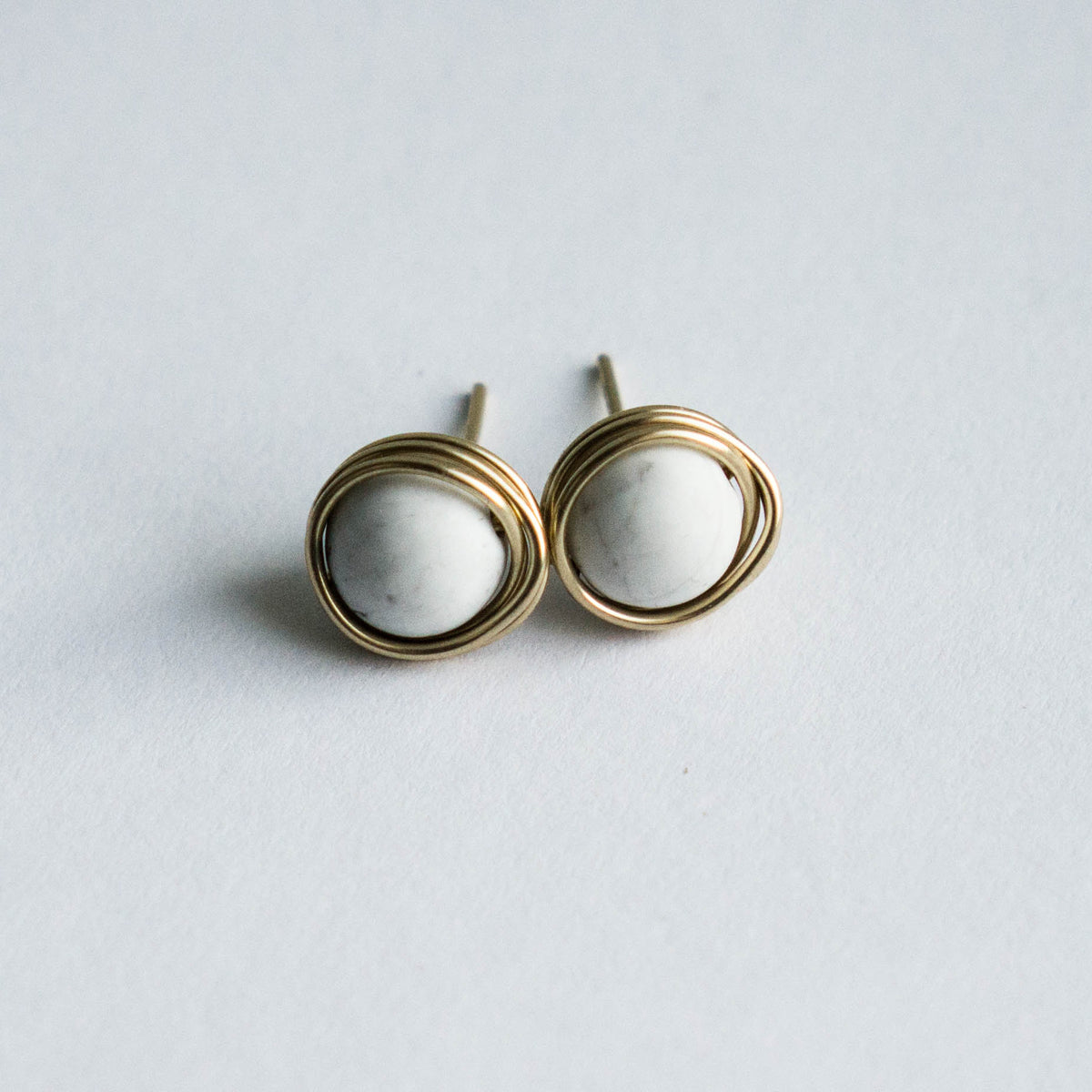White Howlite Statement Studs
