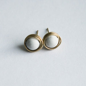 White Howlite Statement Studs