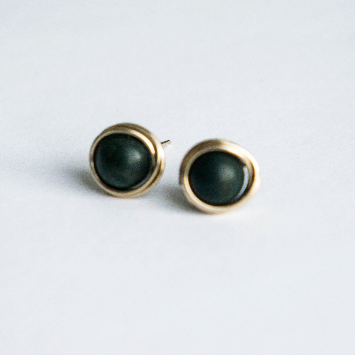 Green Bloodstone Statement Studs