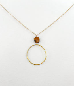 Long Tiger's Eye Square Hoop Necklace