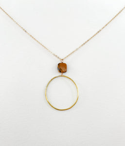 Long Tiger's Eye Square Hoop Necklace