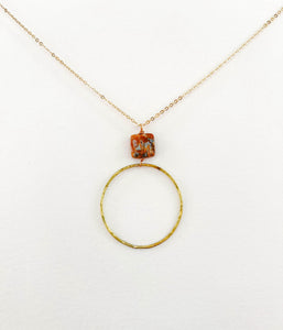 Long Venus Jasper Square Hoop necklace