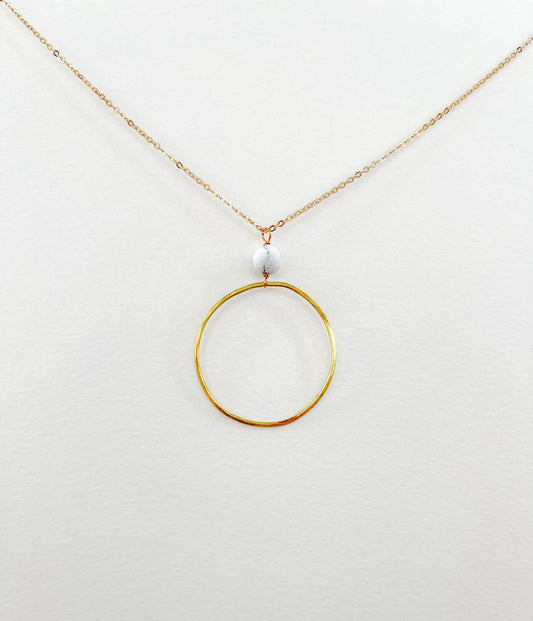Long White Howlite Hoop Necklace