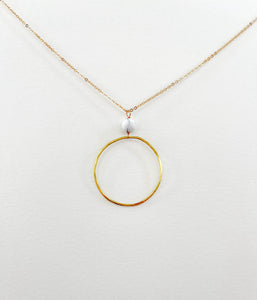 Long White Howlite Hoop Necklace