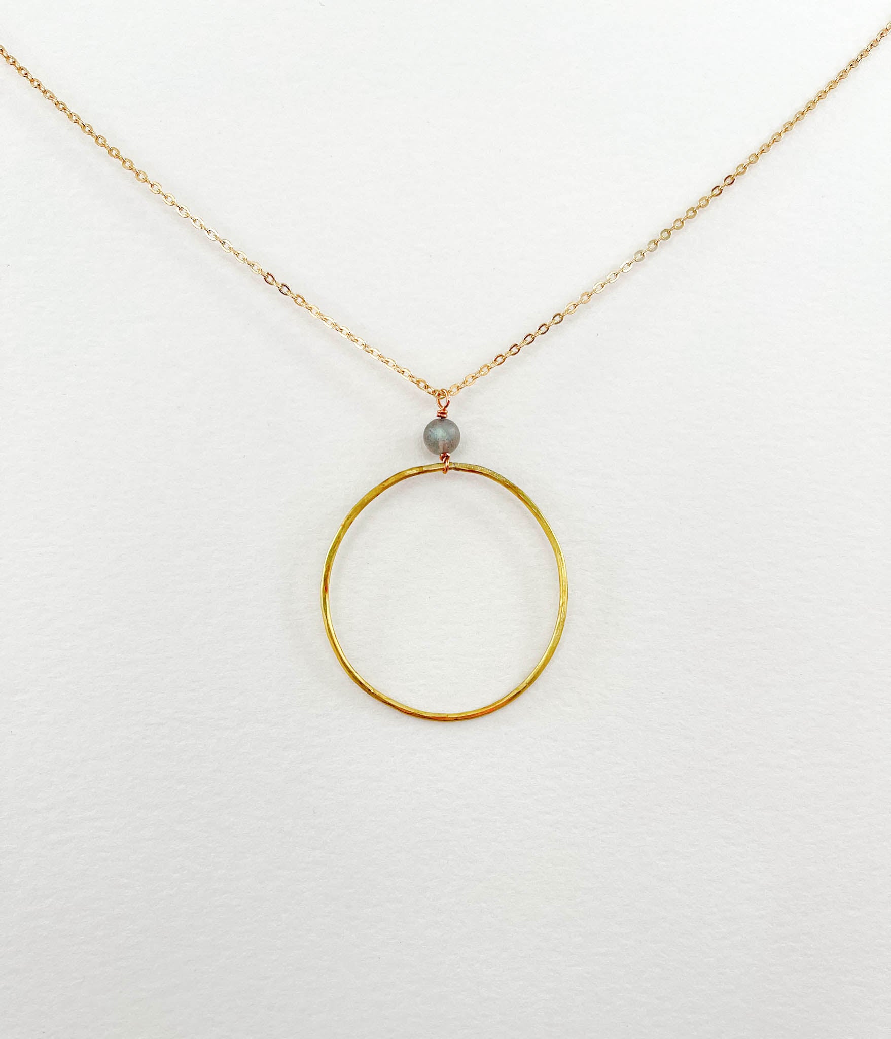 Long Labradorite Hoop Necklace
