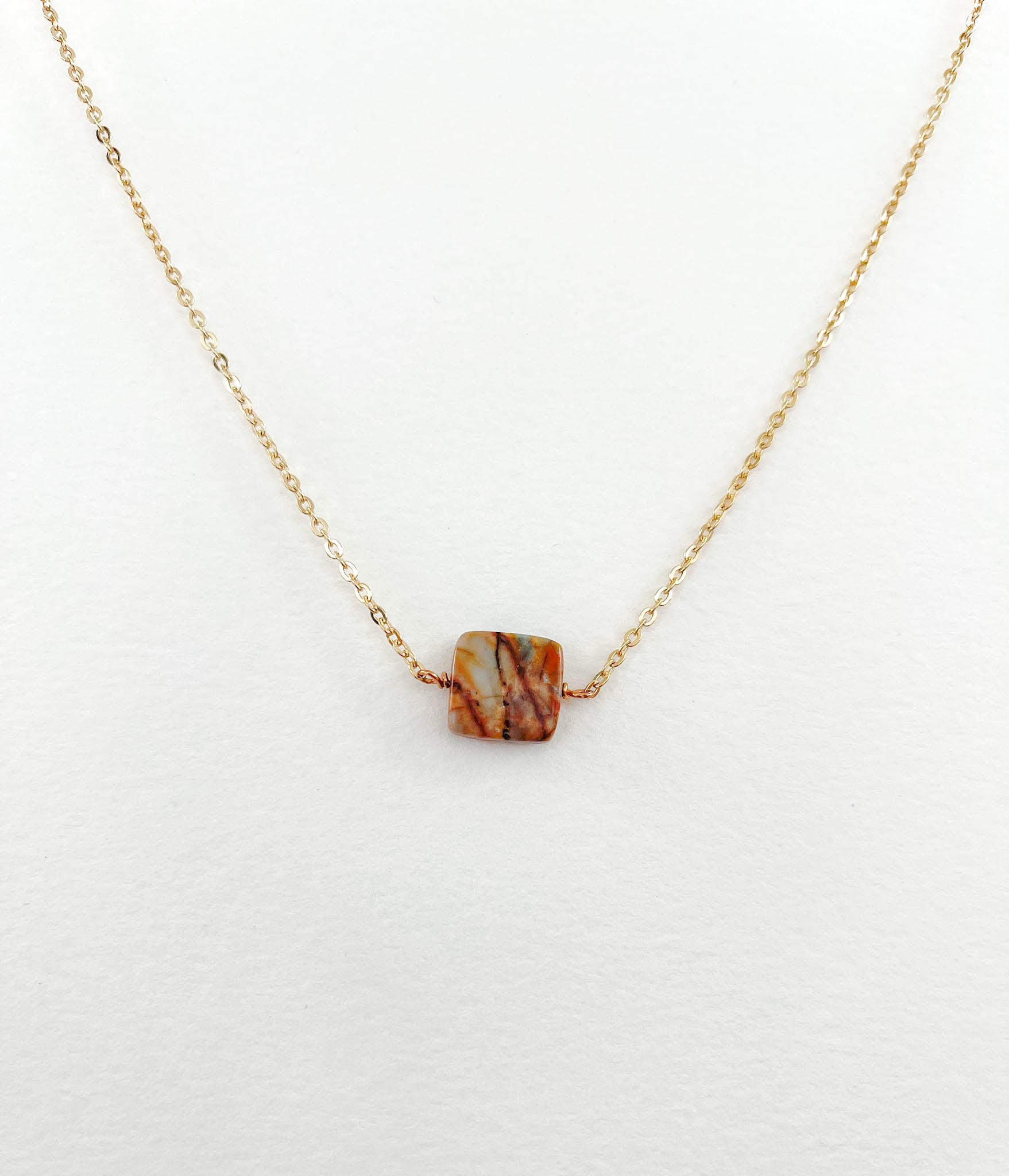 Venus Jasper Square Simple Layering Necklace
