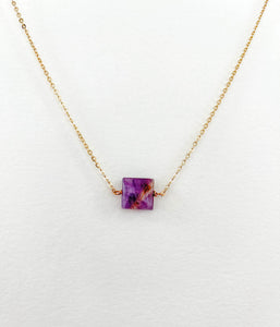 Purple Amethyst Square Simple Layering Necklace