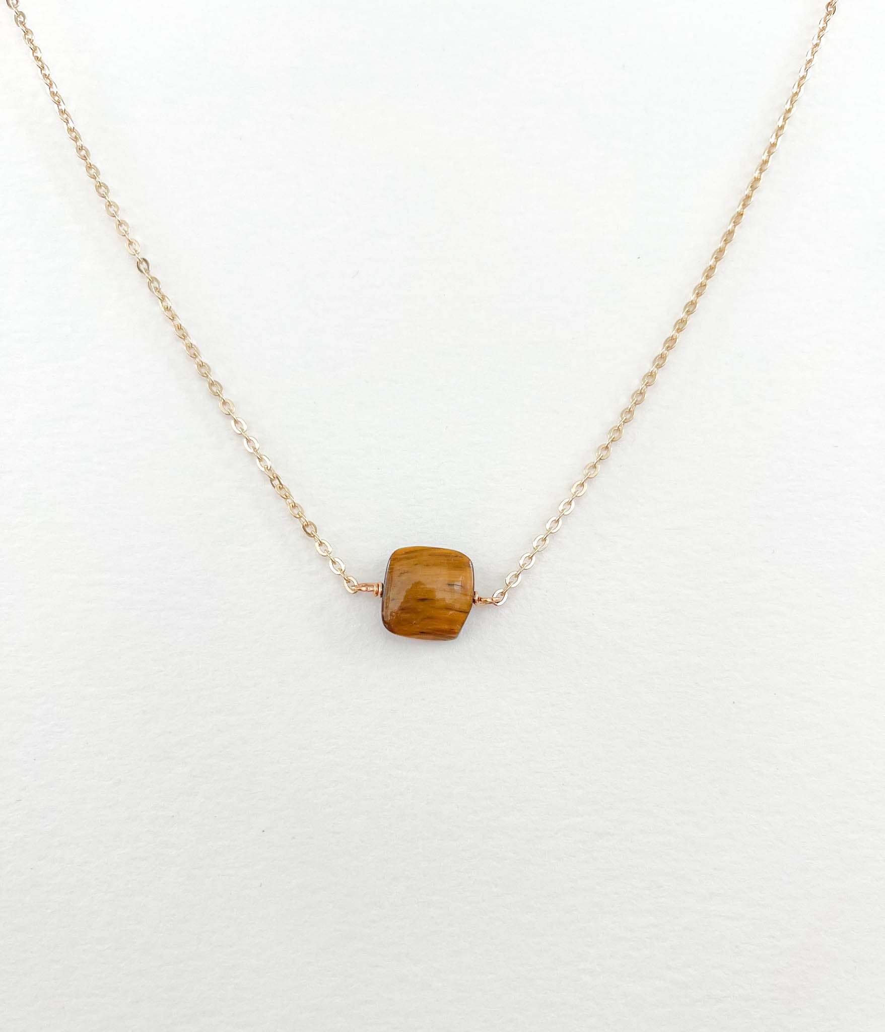Tiger's Eye Square Simple Layering Necklace
