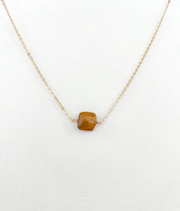 Tiger's Eye Square Simple Layering Necklace