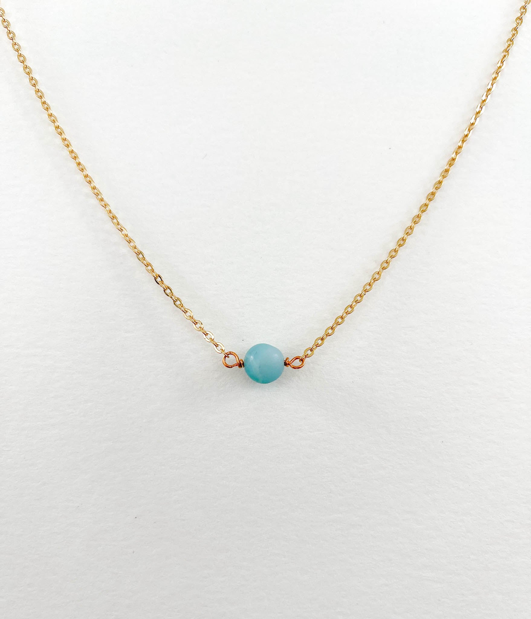 Matte Blue Amazonite Simple Layering Necklace