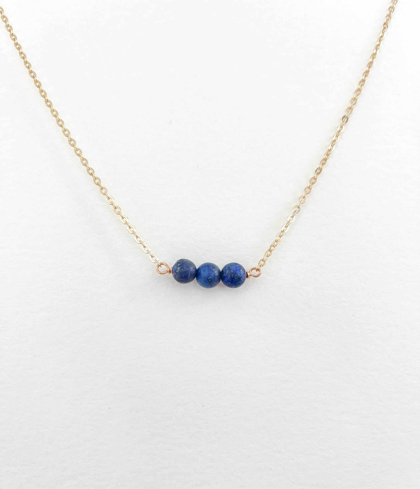 Blue Lapis Dainty Bead Layering Necklace
