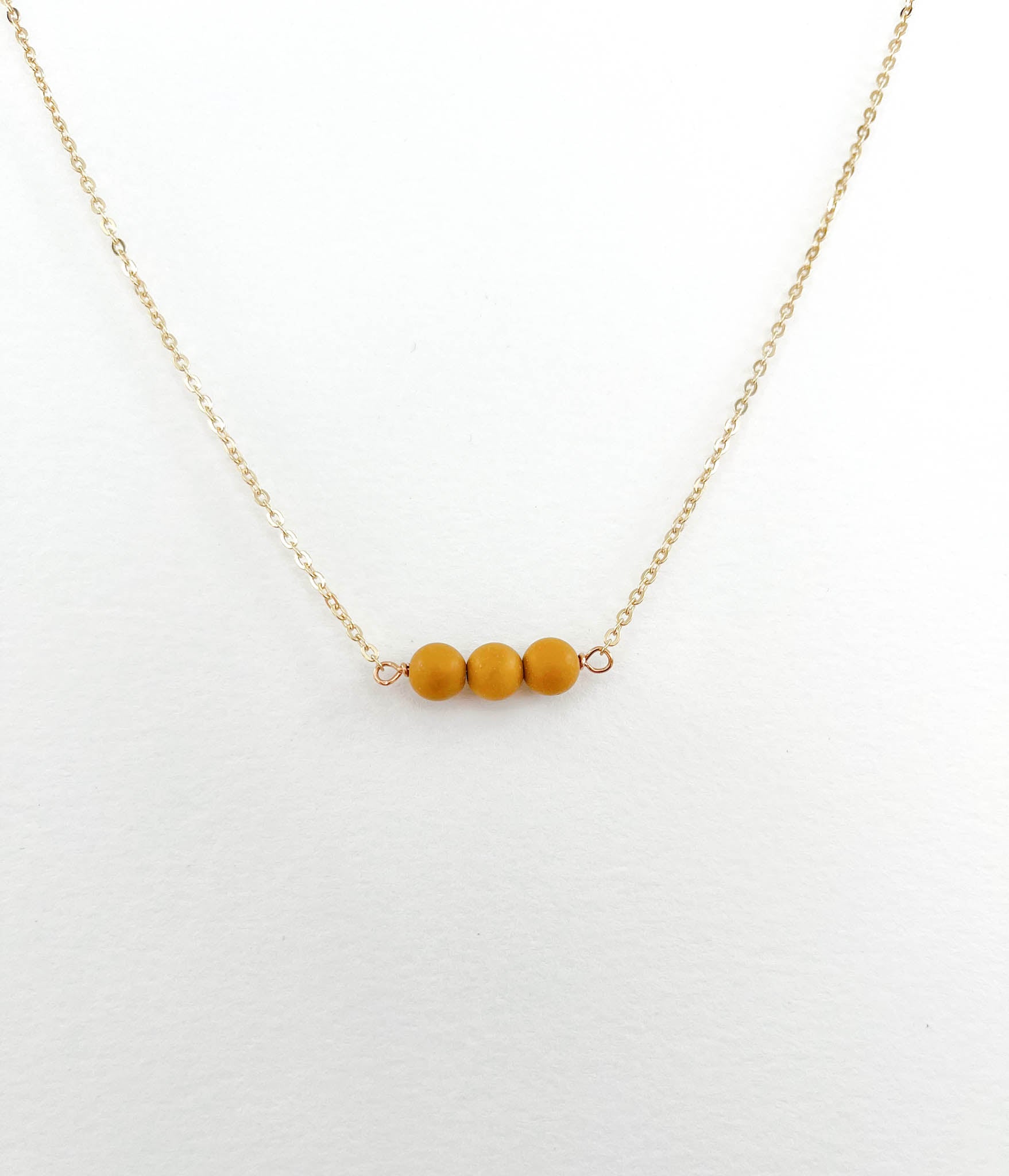 Yellow Mookaite Dainty Bead Layering Necklace