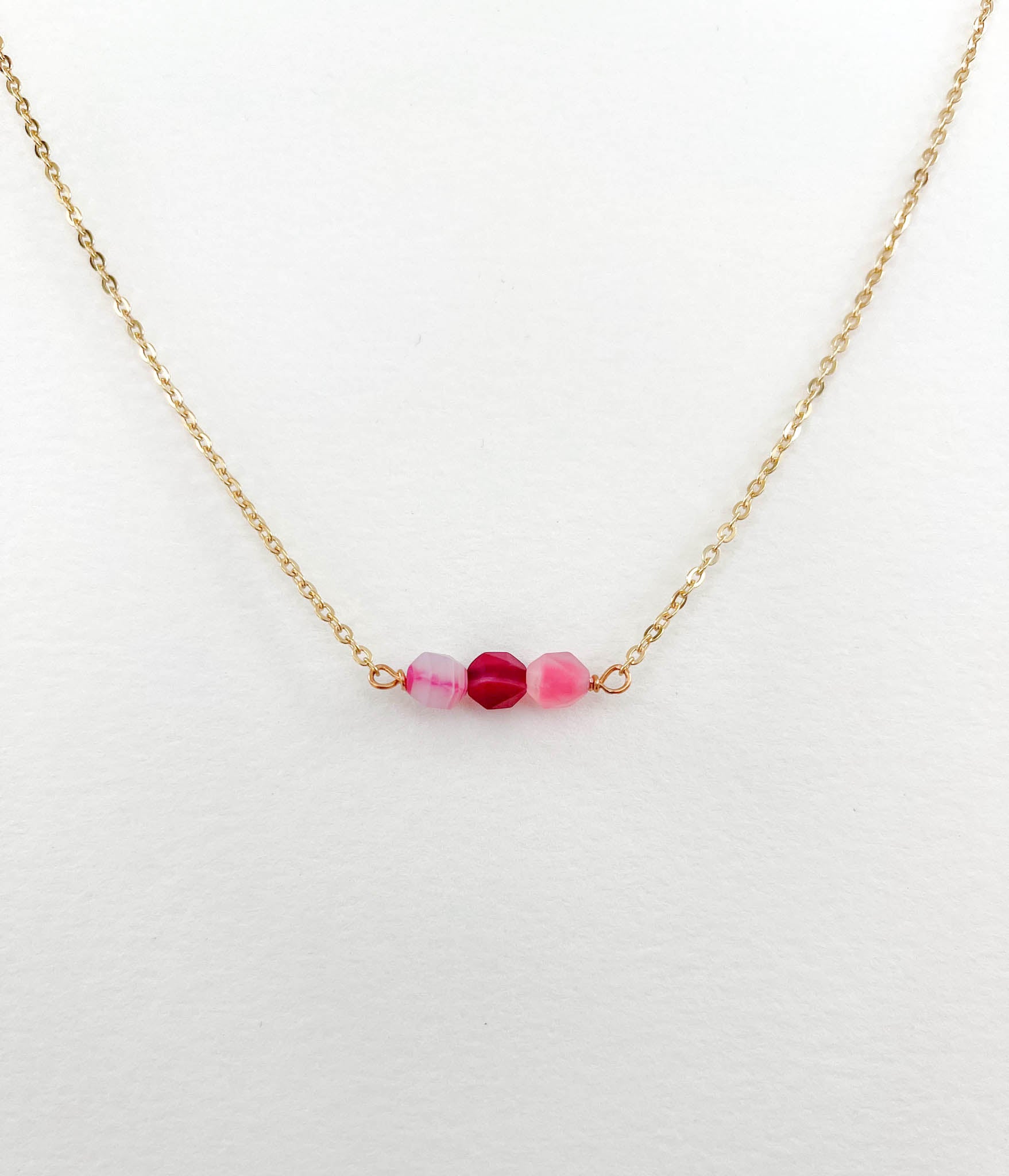 Pink Sardonyx Dainty Bead Layering Necklace