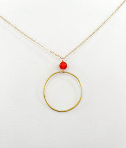 Long Red Carnelian Hoop Necklace