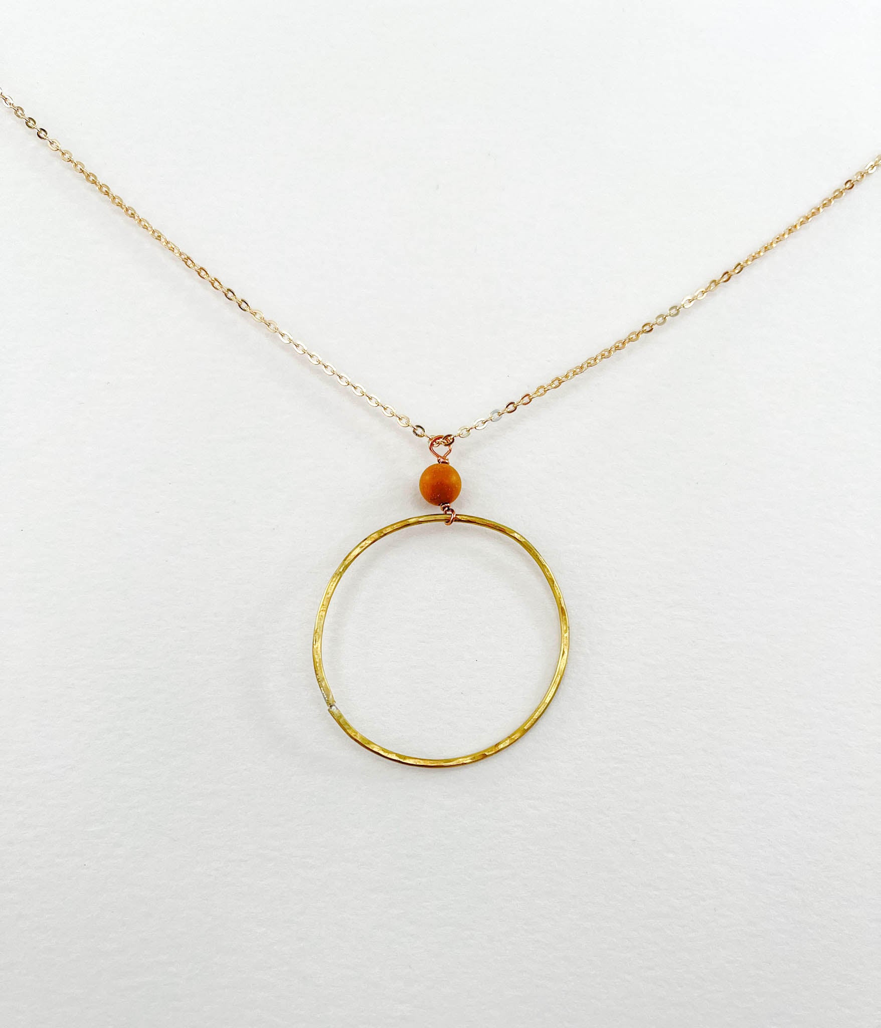 Long Yellow Mookaite Hoop Necklace