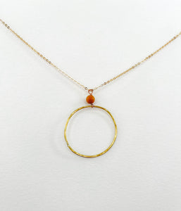 Long Yellow Mookaite Hoop Necklace