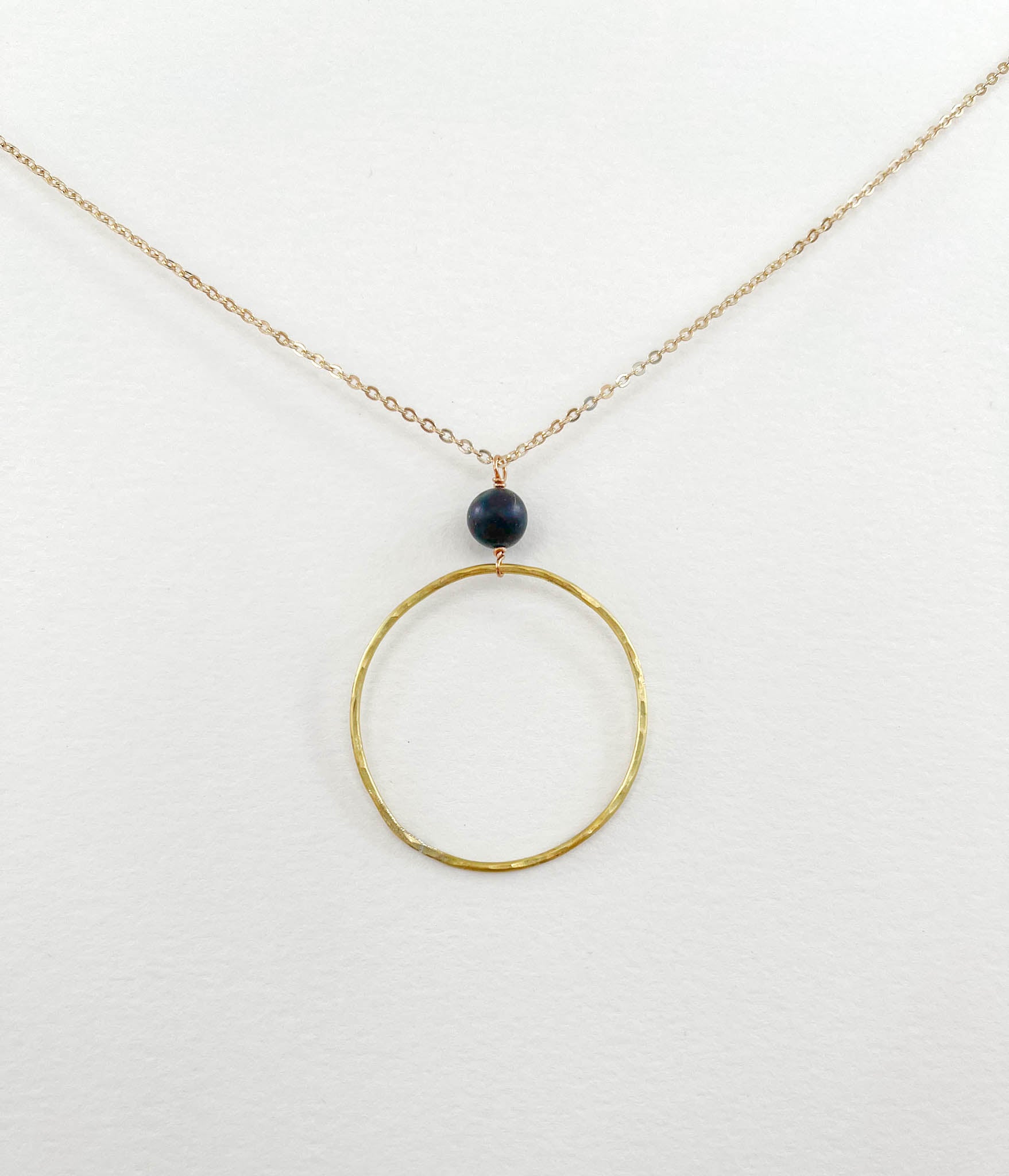 Long Green Bloodstone Hoop Necklace