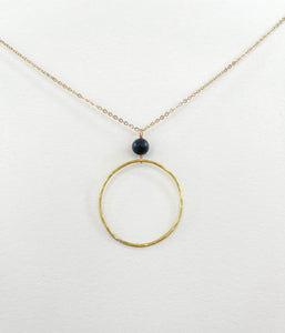 Long Green Bloodstone Hoop Necklace