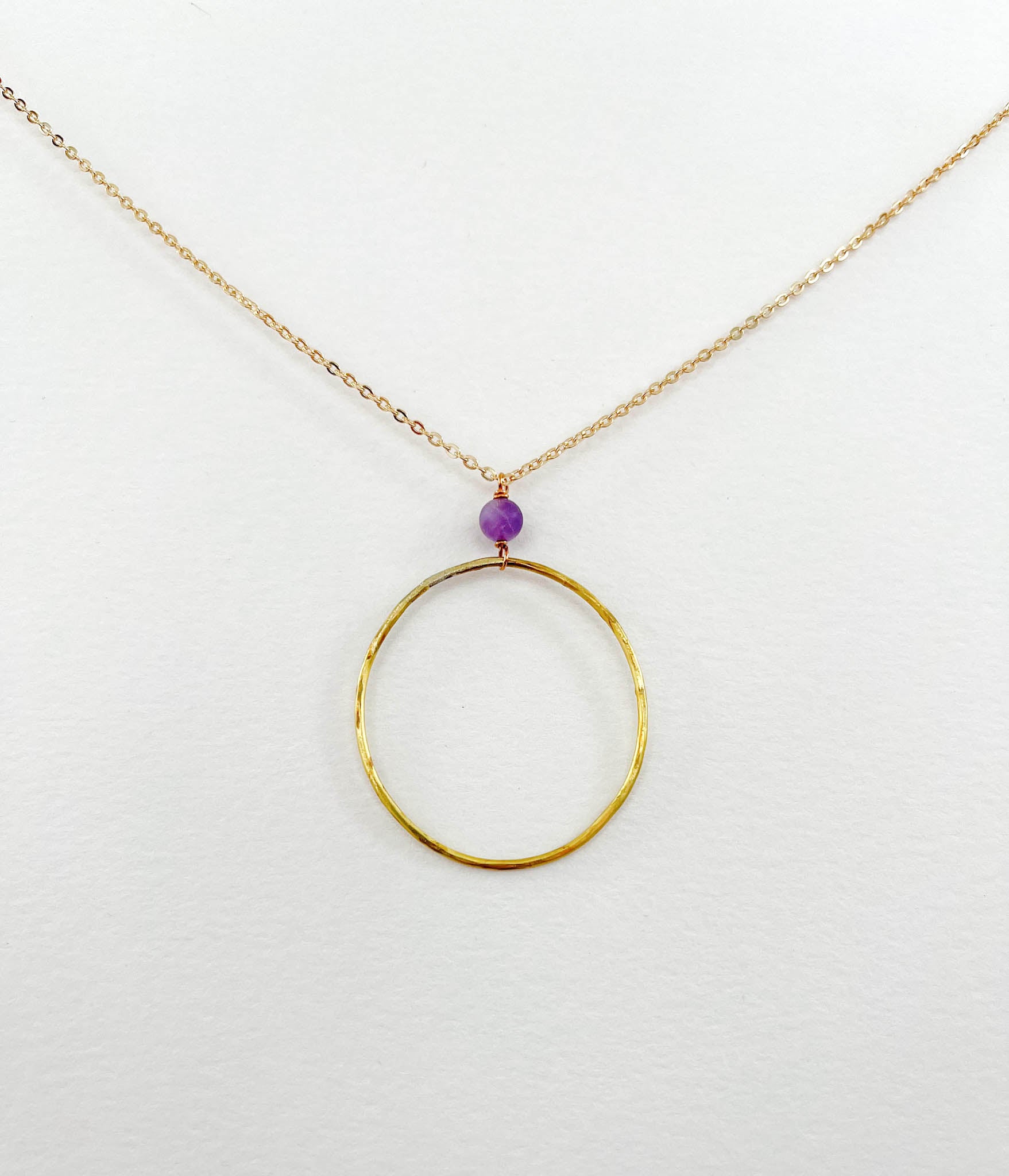 Long Purple Amethyst Hoop Necklace