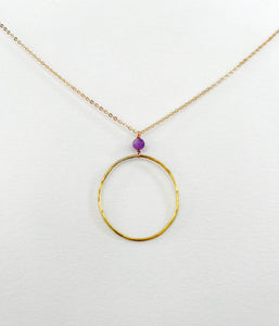 Long Purple Amethyst Hoop Necklace
