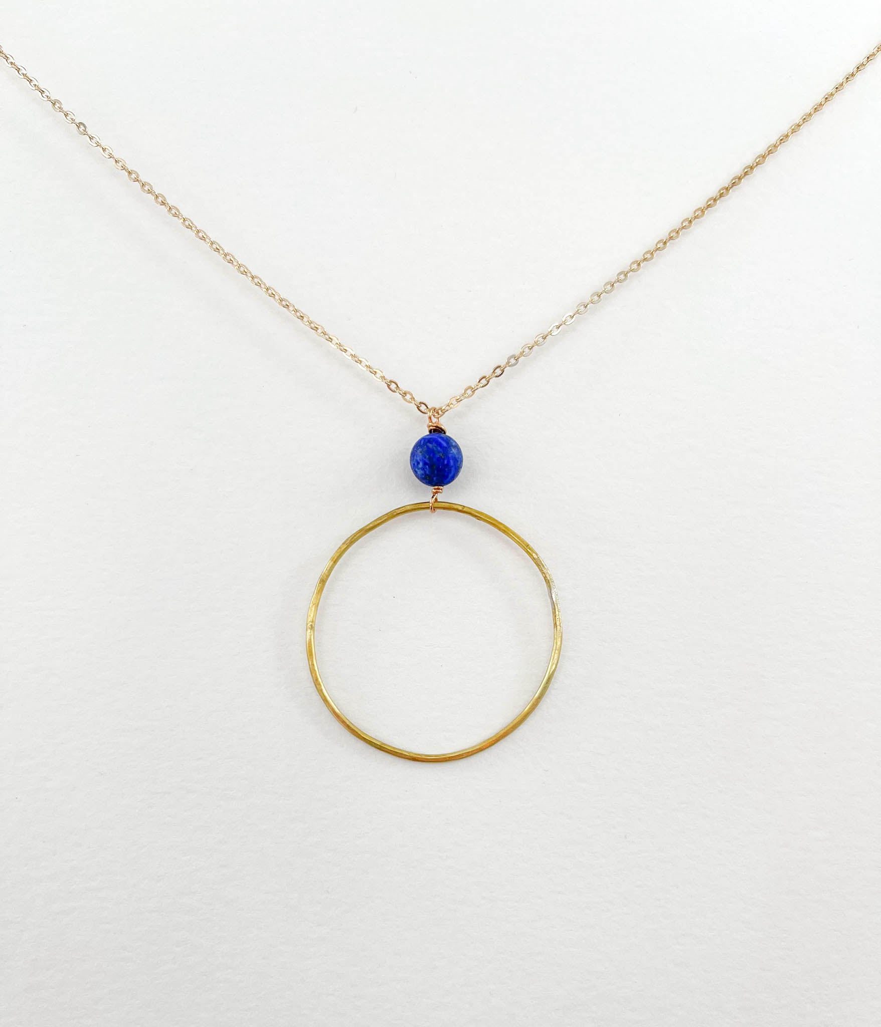 Long Blue Lapis Hoop Necklace