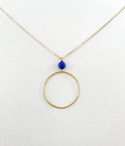 Long Blue Lapis Hoop Necklace