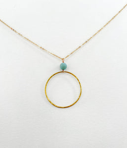 Long Blue Amazonite Hoop Necklace
