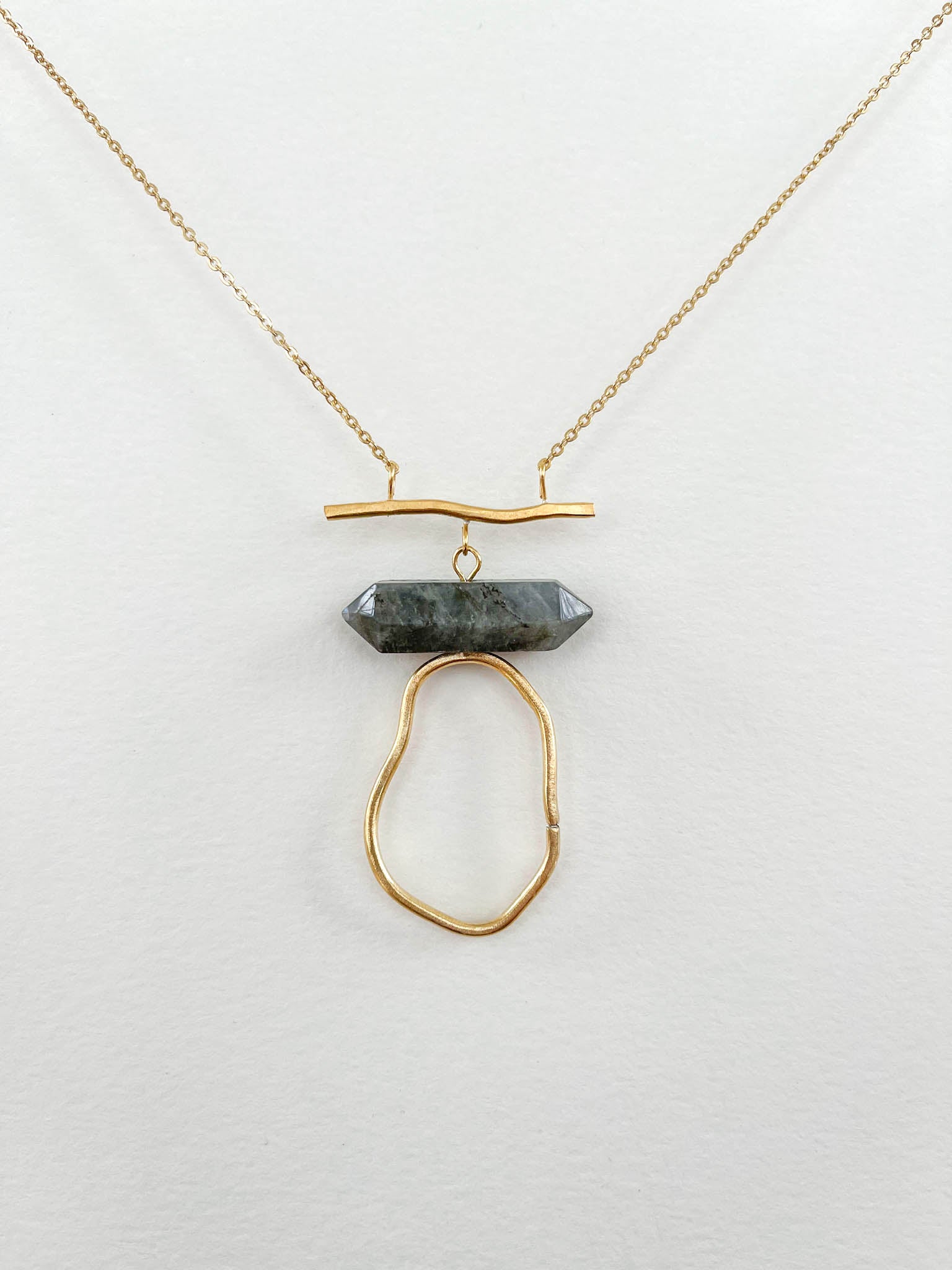 Long Free Form Necklace with Labradorite Point Accent
