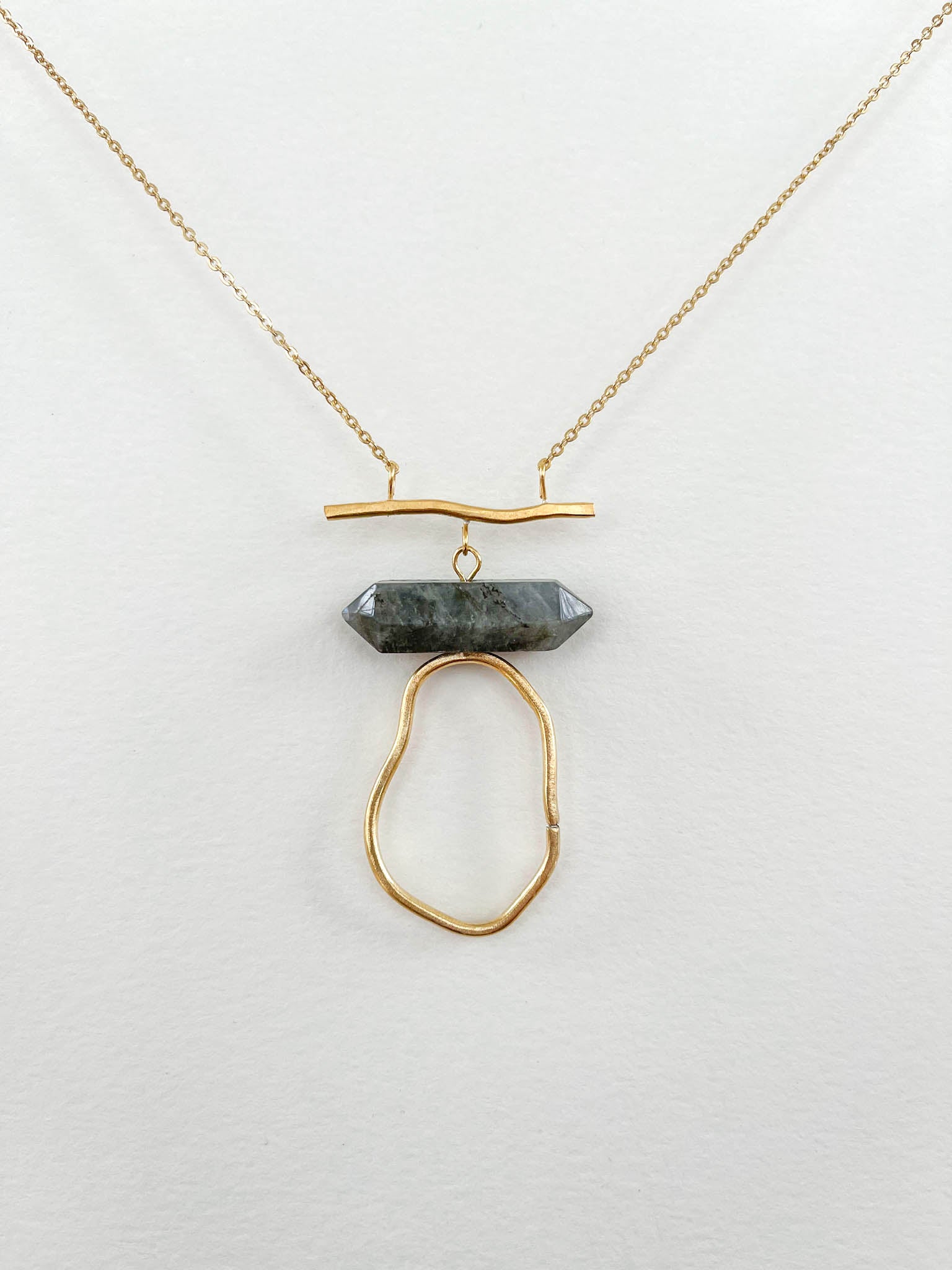 Long Free Form Necklace with Labradorite Point Accent