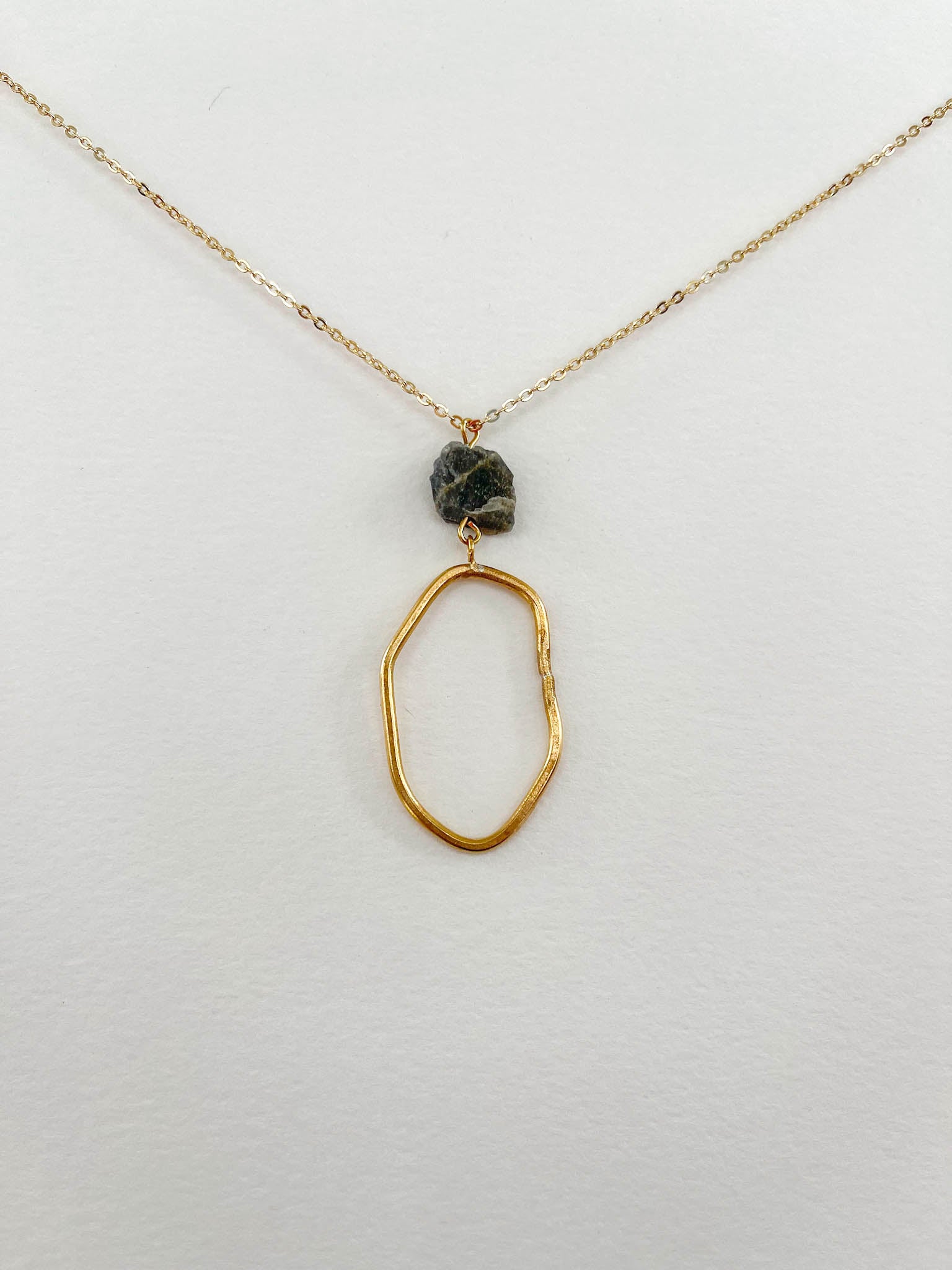 Long Freeform Necklace with Raw Labradorite Accent