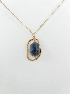 Long Free Form Necklace with Labradorite Oval