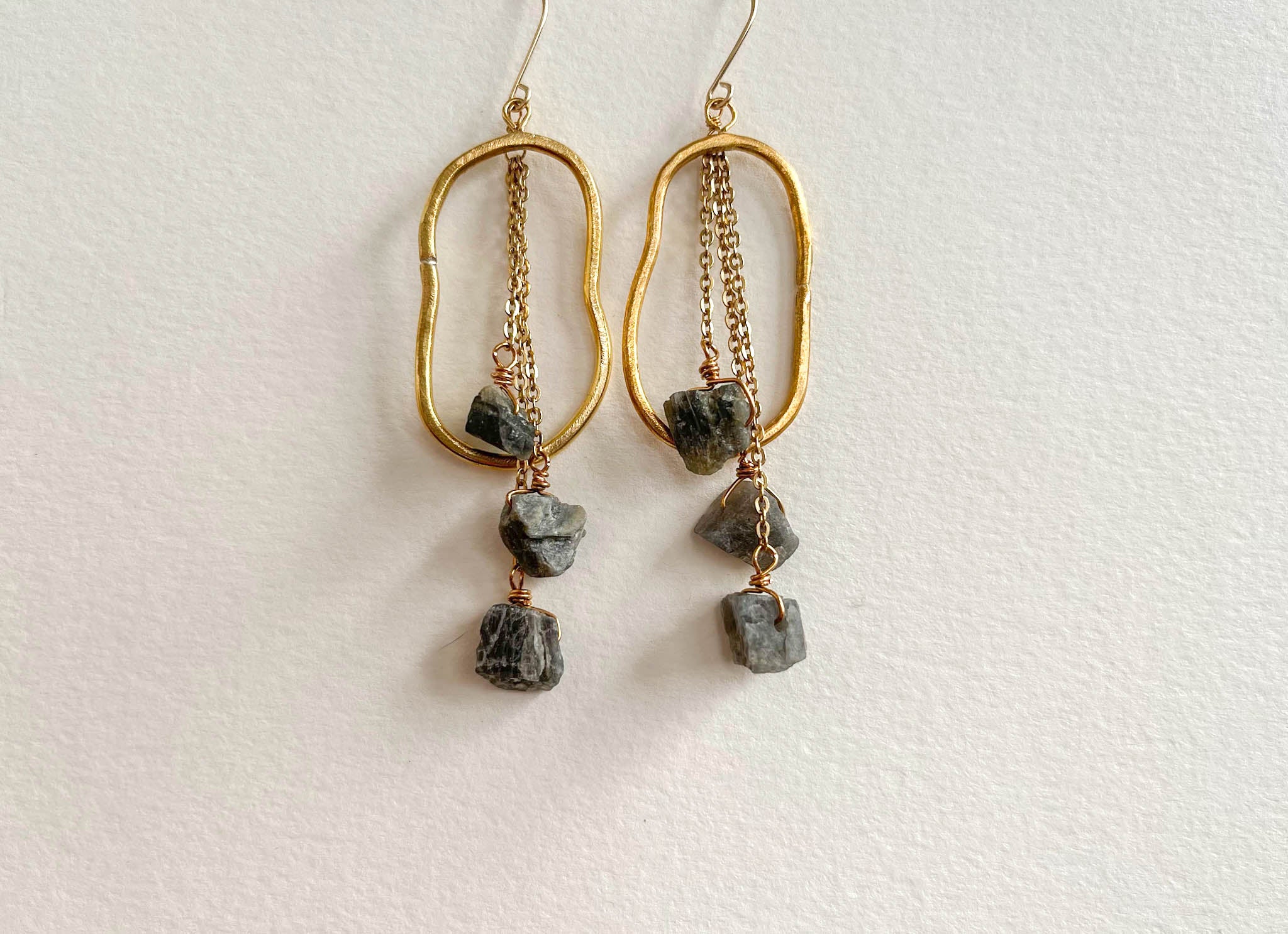FreeForm Earrings With Dripping Labradorite