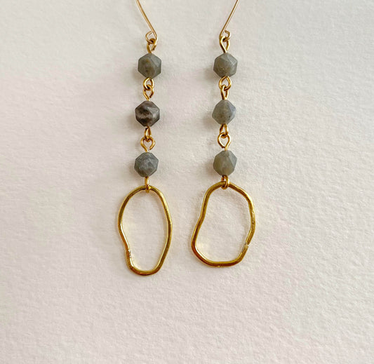 Mini Freeform Earrings with Faceted Labradorite