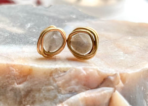 Labradorite Mini Studs On Gold-Filled Posts