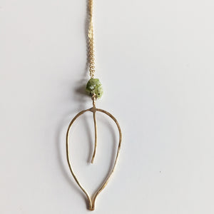Long Leaf Necklace With Peridot Accent