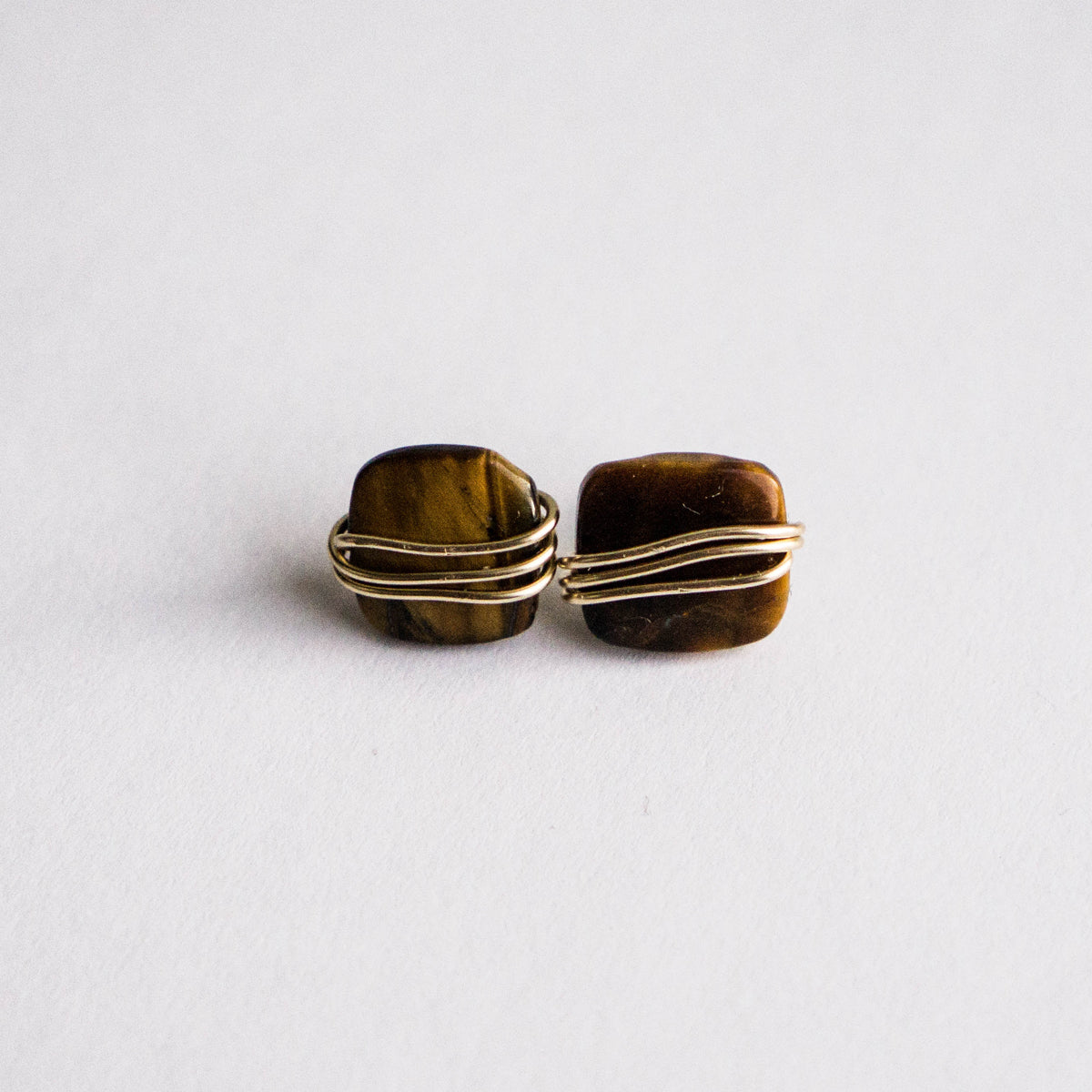 Tiger's Eye Square Studs