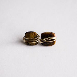 Tiger's Eye Square Studs